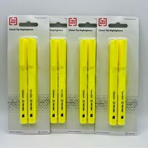 Lot of FourTRU RED Pocket Highlighter with Chisel Tip Yellow 2 Pack (Total 8).